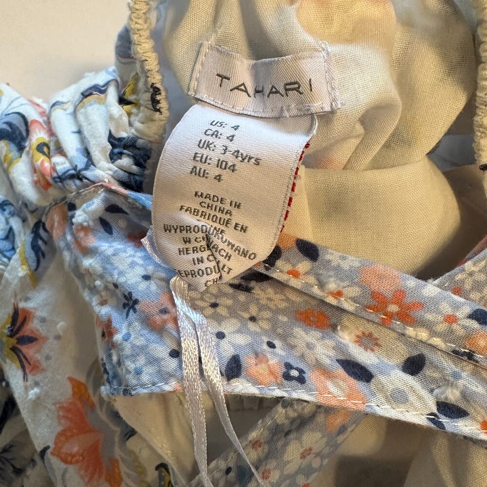 Tahari Floral Tiered Sleeveless Dress Girls Size 4 Years Ruffled Boho Party - Picture 6 of 7